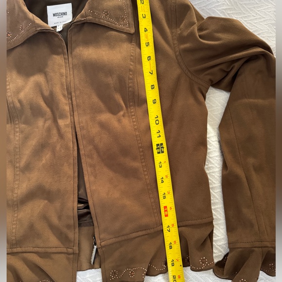 Moschino Jeans Suede ruffle jacket brown, size8 - Picture 8 of 11